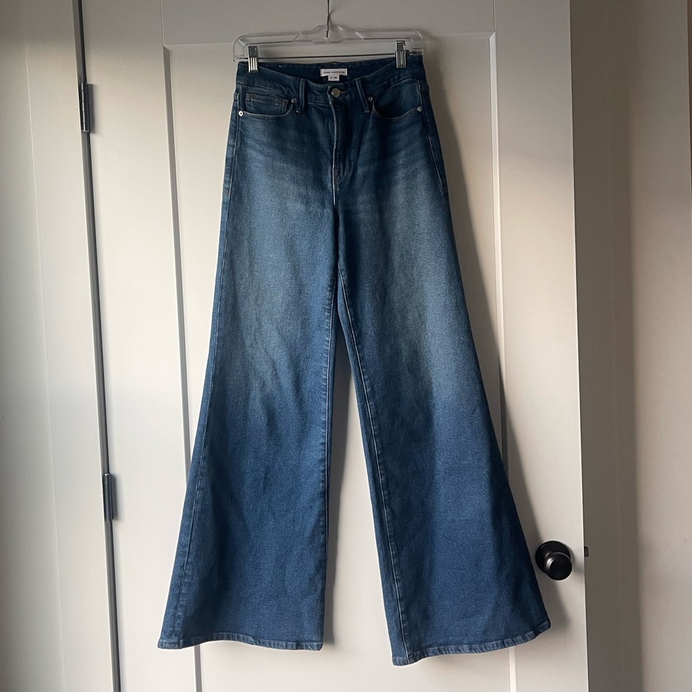 Good American Good Waist Tall Wide Leg High Waist EUC jeans size 2/ 26